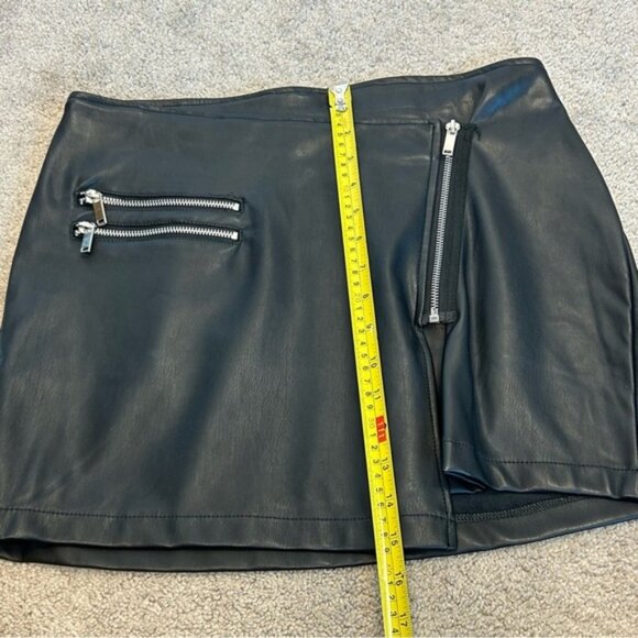 Dex black faux leather biker moto punk rock mini skirt Sz M - Picture 10 of 14
